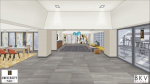 lobby rendering concept in columbia student apartments