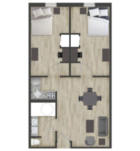 2 bedroom floor plan in columbia student apartments