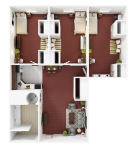 3 bedroom floor plan in columbia student apartments